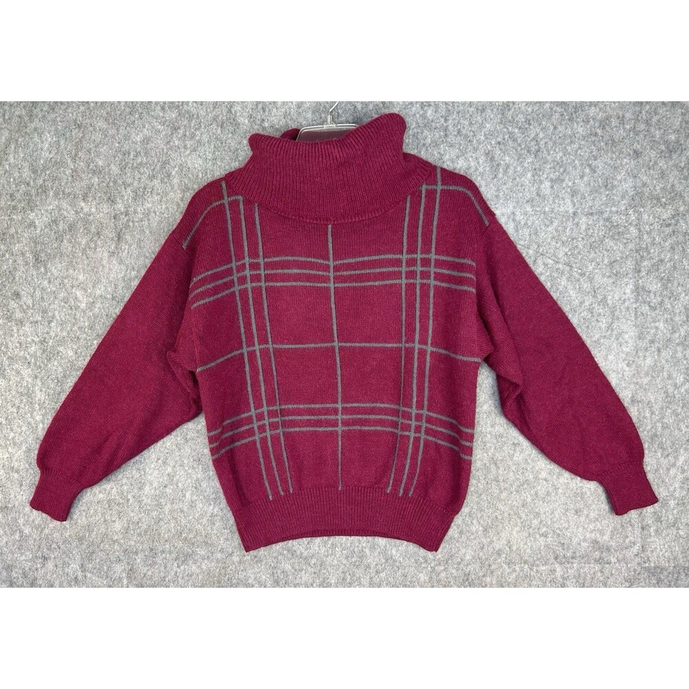 Vtg Cos Cob Pink W/ Gray Stripe Turtleneck 80s Sweater M Office Business
